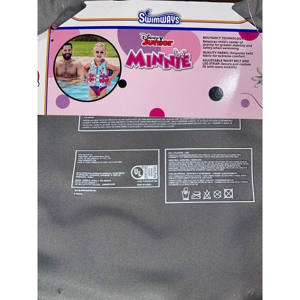 Disney Minnie Mouse Life Jacket for Kids 33-55 lbs New